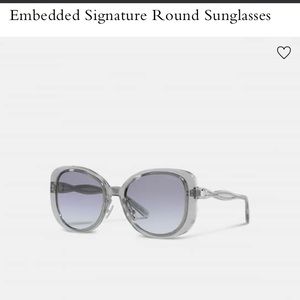 NWT: Coach Embedded Signature Blue Round Sunglasses